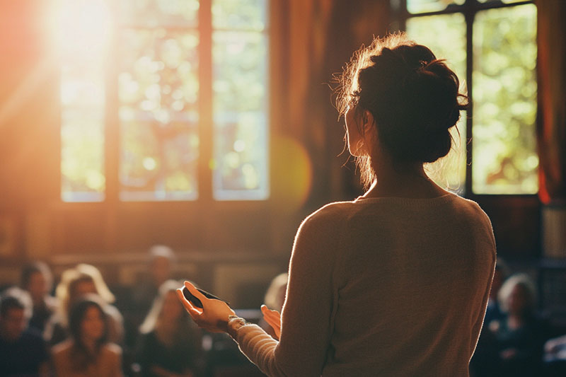 Telling a story with great passion to an audience that is listening closely